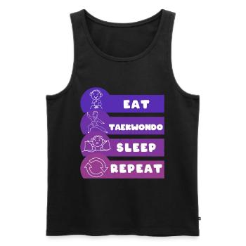 Manger Taekwondo Sommeil Répéter arts martiaux - Débardeur bio Premium Homme - noir - Devant - Michal (187cm)