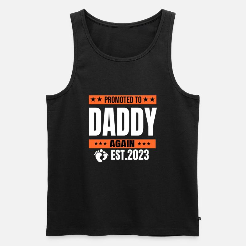 Promoted to Daddy Again 2023 | daddy To Be - Männer Premium Bio Tank Top - Schwarz