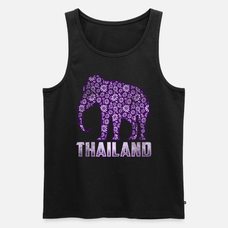 Thailand Bunter Elefant - Männer Premium Bio Tank Top - Schwarz