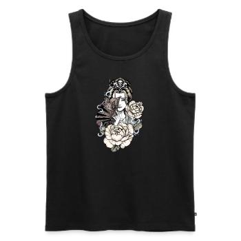 Geisha I Japon Fille Motif Anime pour Japonais - Débardeur bio Premium Homme - noir - Devant - Michal (187cm)