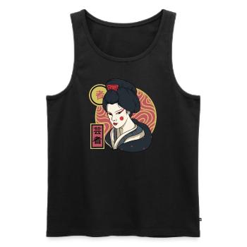 Geisha I Japan Girl Anime Motif pour japonais - Débardeur bio Premium Homme - noir - Devant - Michal (187cm)
