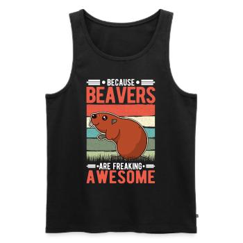 Because Beavers are freaking awesome Biber - Männer Premium Bio Tank Top - Schwarz - Vorne - Michal (187cm)