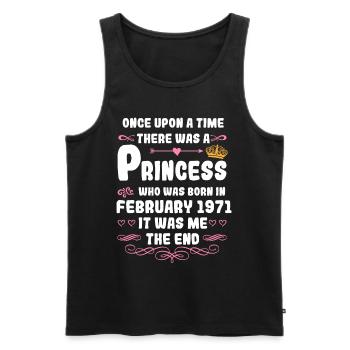 Es war einmal eine Prinzessin. Februar 1971 Geburt - Männer Premium Bio Tank Top - Schwarz - Vorne - Michal (187cm)