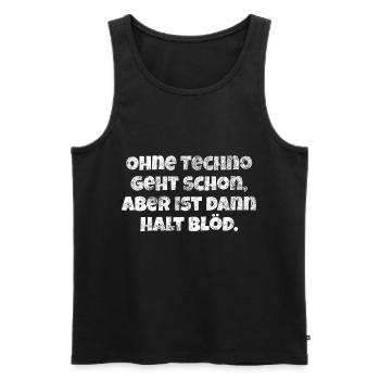 Techno Rave Design elektronische Musik Party 2022 - Männer Premium Bio Tank Top - Schwarz - Vorne - Michal (187cm)