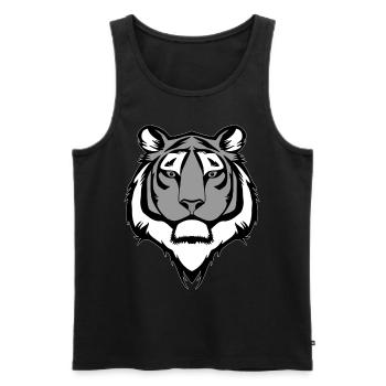 Tiger Kunst Tigerkopf Tiermotiv mit Wildtieren - Männer Premium Bio Tank Top - Schwarz - Vorne - Michal (187cm)