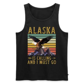 Alaska Geschenk USA Natur Bär Denali Grizzly Wald - Männer Premium Bio Tank Top - Schwarz - Vorne - Michal (187cm)