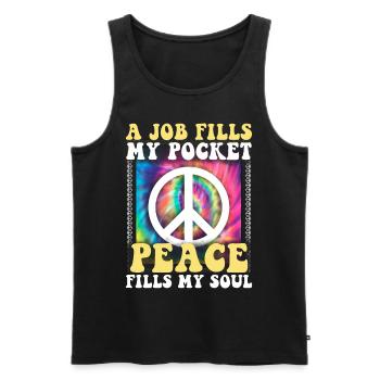 Hippie Tshirt Peace Movement Woodstock Boho Groove - Men's Premium Organic Tank Top - black - Front - Michal (187cm)