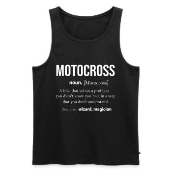 Motocross Tshirt For Men Women Enduro Supermoto - Men's Premium Organic Tank Top - black - Front - AI Model Male 178 light (178cm)