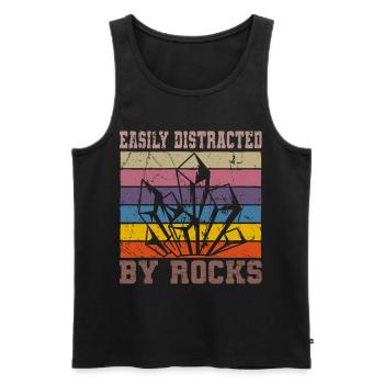 Vintage Retro Geologist Crystal Stone Collector - Men's Premium Organic Tank Top - black - Front - AI Model Male 178 light (178cm)
