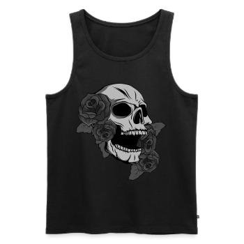 Skull Skull Black Roses Goth Gothic - Men's Premium Organic Tank Top - black - Front - AI Model Male 178 light (178cm)