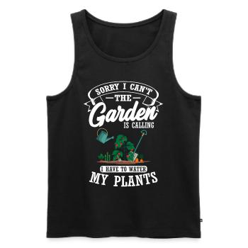 Le jardin appelle les plantes à fleurs de jardinier - Débardeur bio Premium Homme - noir - Devant - Michal (187cm)