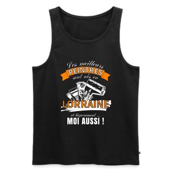 Cadeau Homme Peintre Lorrain Anniversaire Noel - Débardeur bio Premium Homme - noir - Devant - Michal (187cm)