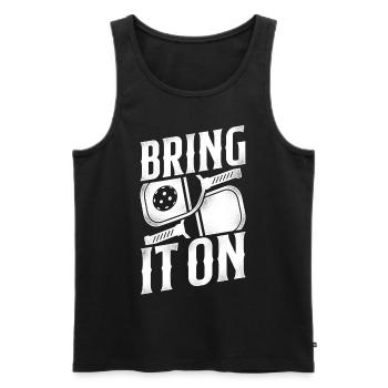 Pickleball Bring It On - Men's Premium Organic Tank Top - black - Front - AI Model Male 178 light (178cm)