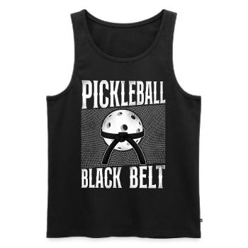Pickleball Pickleball Black Belt - Männer Premium Bio Tank Top - Schwarz - Vorne - Michal (187cm)