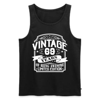 Anniversaire Vintage 69 Ans Édition Limitée - Débardeur bio Premium Homme - noir - Devant - AI Model Male 178 light (178cm)