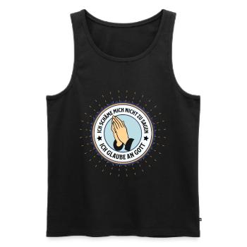 Ich schäme mich nicht zu sagen, Ich glaube an Gott - Männer Premium Bio Tank Top - Schwarz - Vorne - AI Model Male 178 light (178cm)