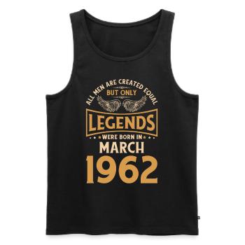 60e anniversaire 60 légendes sont nées en mars 1962 - Débardeur bio Premium Homme - noir - Devant - Michal (187cm)