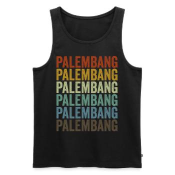 Palembang Indonésie Rétro Vintage - Débardeur bio Premium Homme - noir - Devant - Michal (187cm)