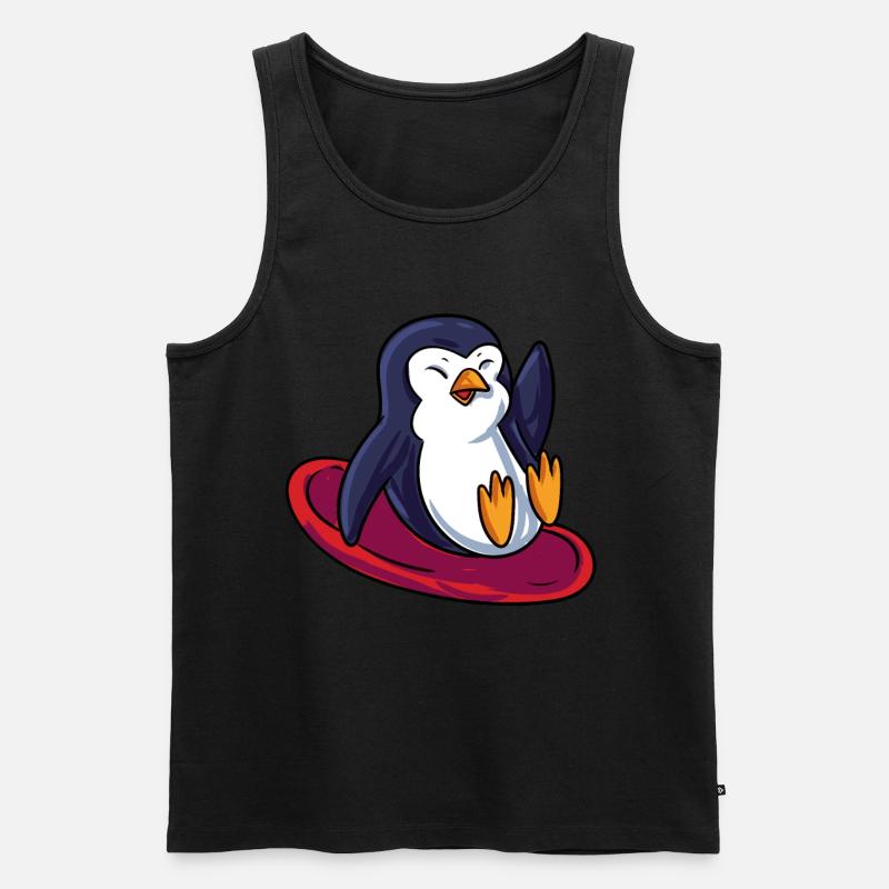 Pinguin Schlitten - Männer Premium Bio Tank Top - Schwarz