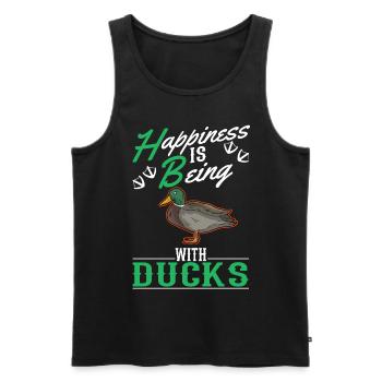 Happiness is being with Ducks Duck Duck Breeder - Men's Premium Organic Tank Top - black - Front - AI Model Male 178 light (178cm)