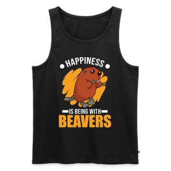 Happiness is being with Beavers Biber - Männer Premium Bio Tank Top - Schwarz - Vorne - Michal (187cm)