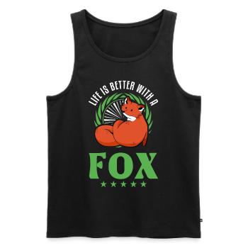 La vie est meilleure avec un Fox Rotfuchs Fuchs - Débardeur bio Premium Homme - noir - Devant - AI Model Male 178 light (178cm)