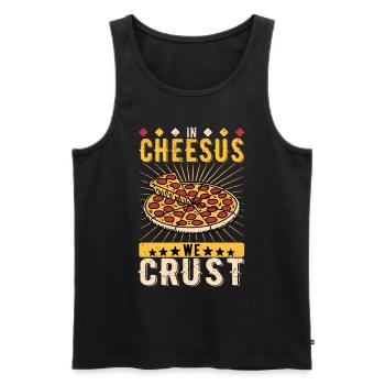 Pizzabäcker Pizzaiolo In Cheesus We Crust - Männer Premium Bio Tank Top - Schwarz - Vorne - Michal (187cm)