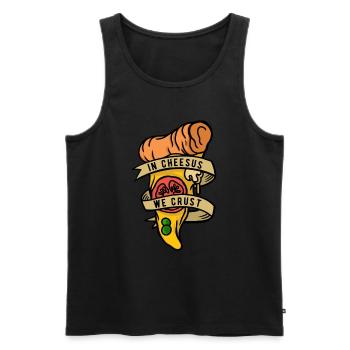 Pizzabäcker Pizzaiolo In Cheesus We Crust - Männer Premium Bio Tank Top - Schwarz - Vorne - Michal (187cm)