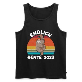 Endlich Rente 2023 - Ruhestand Lustiges Faultier - Männer Premium Bio Tank Top - Schwarz - Vorne - Michal (187cm)
