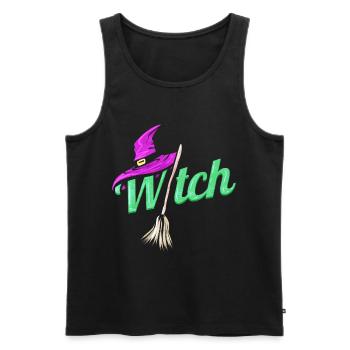 Witch Costume With Hat And Broom For Halloween - Männer Premium Bio Tank Top - Schwarz - Vorne - AI Model Male 178 light (178cm)