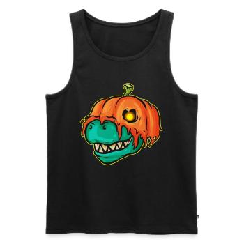 T-Rex Wearing A Pumpkin As Costume For Halloween - Men's Premium Organic Tank Top - black - Front - Michal (187cm)