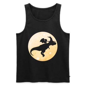 Un dragon magique avec un chapeau volant près de la lune - Débardeur bio Premium Homme - noir - Devant - Michal (187cm)