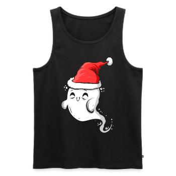 Cute Ghost Wearing Santa Hat Christmas Halloween - Männer Premium Bio Tank Top - Schwarz - Vorne - Michal (187cm)
