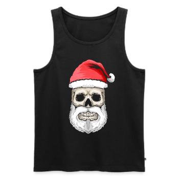 Crâne Santa Chapeau et Barbe Noël Halloween - Débardeur bio Premium Homme - noir - Devant - Michal (187cm)