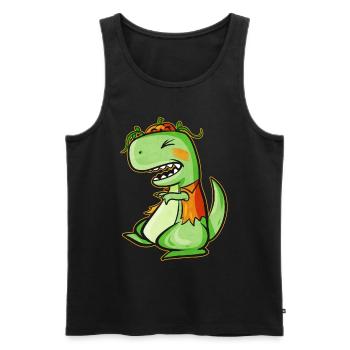 Tyrannosaurus Rex T-Rex With Vest And Pumpkin For - Men's Premium Organic Tank Top - black - Front - Michal (187cm)