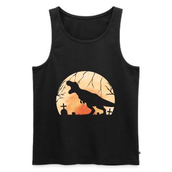 T-Rex Roaring On Cemetery In Front Of The Moon On - Männer Premium Bio Tank Top - Schwarz - Vorne - AI Model Male 178 light (178cm)