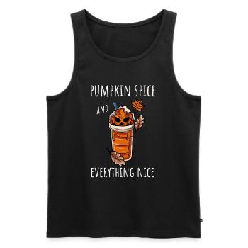 Kaffeetrinker Kürbis Herbst - Männer Premium Bio Tank Top - Schwarz - Vorne - Michal (187cm)