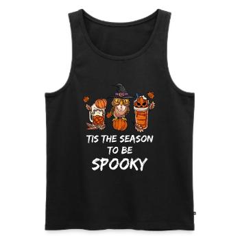 Eule Kaffee - Männer Premium Bio Tank Top - Schwarz - Vorne - Michal (187cm)