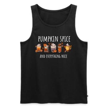 Kürbis Kaffeeliebhaber Kaffeebecher - Männer Premium Bio Tank Top - Schwarz - Vorne - Michal (187cm)