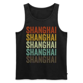 Shanghai Chine Rétro Vintage - Débardeur bio Premium Homme - noir - Devant - Michal (187cm)