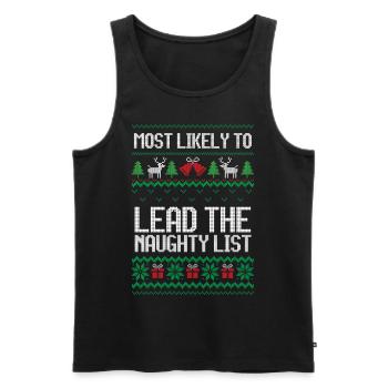 Most likely to lead the naughty list christmas - Men's Premium Organic Tank Top - black - Front - AI Model Male 178 light (178cm)
