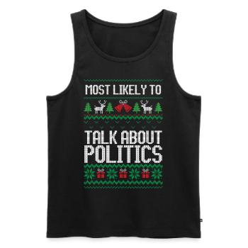 Le plus susceptible de parler de politique noël laid - Débardeur bio Premium Homme - noir - Devant - Michal (187cm)