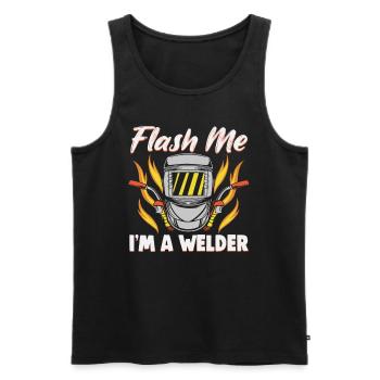 Welder slogan design for metal workers - Men's Premium Organic Tank Top - black - Front - Michal (187cm)