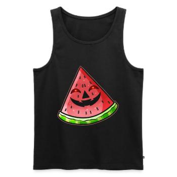 Evil Jack O Lantern Face in Watermelon Halloween - Männer Premium Bio Tank Top - Schwarz - Vorne - Michal (187cm)