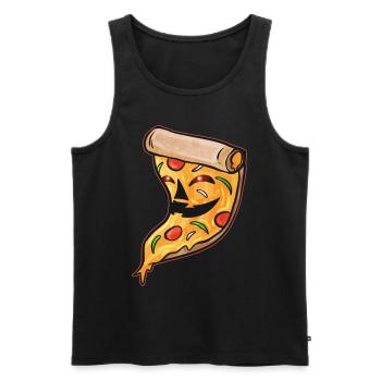 Evil Jack O Lantern Pizza Slice Halloween - Männer Premium Bio Tank Top - Schwarz - Vorne - Michal (187cm)
