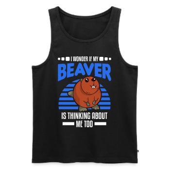 Cadeau Castor Beaver Dam Castor - Débardeur bio Premium Homme - noir - Devant - AI Model Male 178 light (178cm)