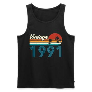 Vintage 1991 Vintage Birthday Retro Vintage - Men's Premium Organic Tank Top - black - Front - Michal (187cm)