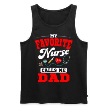 L’infirmière m’appelle Papa Père Stéthoscope - Débardeur bio Premium Homme - noir - Devant - Michal (187cm)