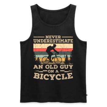 Old Man On Bike Cycling Biker Bike Tour - Men's Premium Organic Tank Top - black - Front - Michal (187cm)