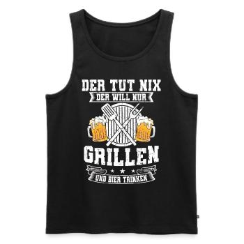 Der Tut Nix Will Nur Grillen Bier Trinken Grill - Männer Premium Bio Tank Top - Schwarz - Vorne - Michal (187cm)